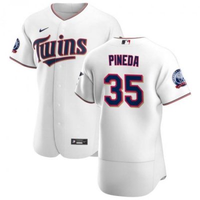 Men Minnesota TWins 35 Michael Pineda Men Nike White Home 2020 60th Season Flex Base Team MLB Jersey