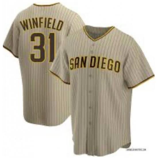 Men San Diego Padres Dave Winfield BroWn Strips Stitched Cool Base Jersey