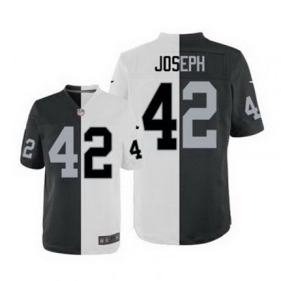 Nike Raiders #42 Karl Joseph White Black Mens Stitched NFL Elite Split Jersey