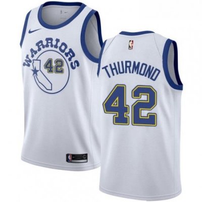 Womens Nike Golden State Warriors 42 Nate Thurmond Authentic White Hardwood Classics NBA Jersey