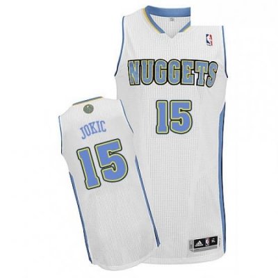 Youth Adidas Denver Nuggets 15 Nikola Jokic Authentic White Home NBA Jersey