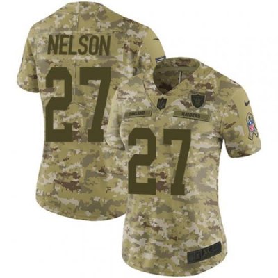 Nike Raiders #27 Reggie Nelson Camo Women Stitched NFL Limited 2018 Salute to Service Jersey