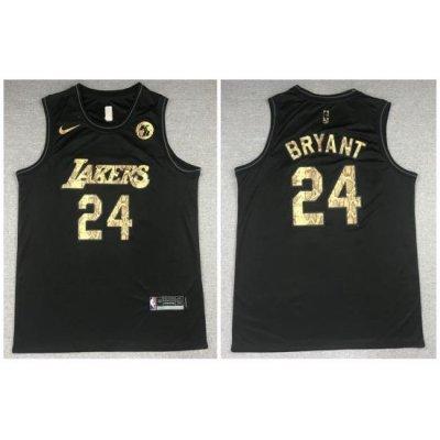 Men Los Angeles Lakers 24 Kobe Bryant Black Commemorative Swingman Jersey