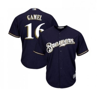 Youth Milwaukee Brewers 16 Ben Gamel Replica Navy Blue Alternate Cool Base Baseball Jersey