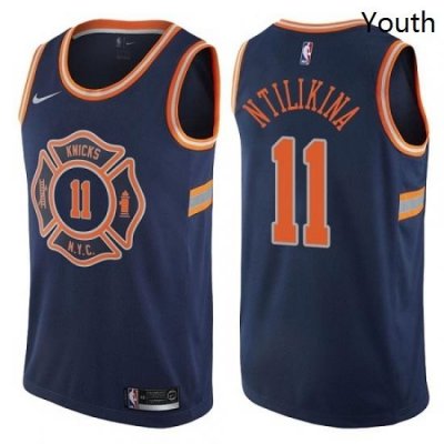 Youth Nike New York Knicks 11 Frank Ntilikina Swingman Navy Blue NBA Jersey City Edition