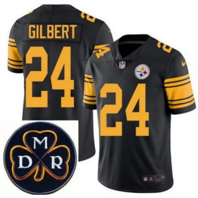 Men's Nike Pittsburgh Steelers #24 Justin Gilbert Elite Black Rush NFL MDR Dan Rooney Patch Jersey