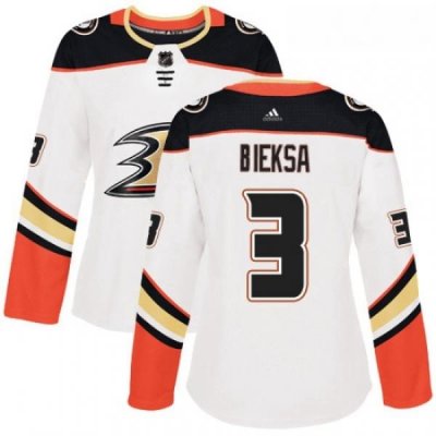 Womens Adidas Anaheim Ducks 3 Kevin Bieksa Authentic White Away NHL Jersey