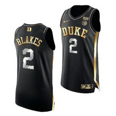 Duke Blue Devils Jaylen Blakes Black Golden Edition 2021 22Authentic Basketball Jersey