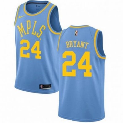 Mens Nike Los Angeles Lakers 24 Kobe Bryant Authentic Blue Hardwood Classics NBA Jersey