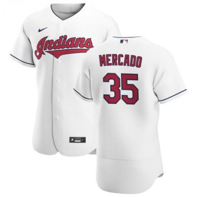 Men Cleveland Indians 35 Oscar Mercado Men Nike White Home 2020 Flex Base Team MLB Jersey