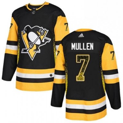 Mens Adidas Pittsburgh Penguins 7 Joe Mullen Authentic Black Drift Fashion NHL Jersey