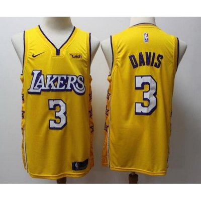 Men Lakers 3 Anthony Davis Yellow City Edition Jersey