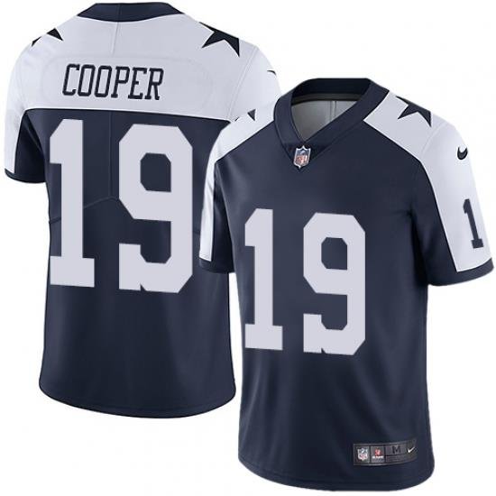 Nike Cowboys #19 Amari Cooper Navy Blue Thanksgiving Men Stitched NFL Vapor Untouchable Limited Throwback Jersey