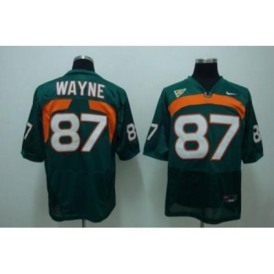 Hurricanes #87 Reggie Wayn Green Embroidered NCAA Jersey