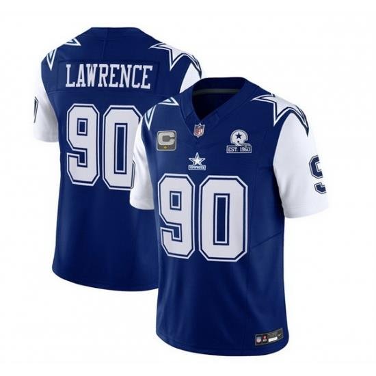 Men Dallas Cowboys 90 DeMarcus Lawrence Navy 2023 F U S E  With 1960 Patch Vapor Limited Stitched Football Jersey