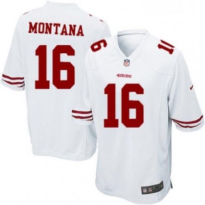 Mens Nike San Francisco 49ers 16 Joe Montana Game White NFL Jersey