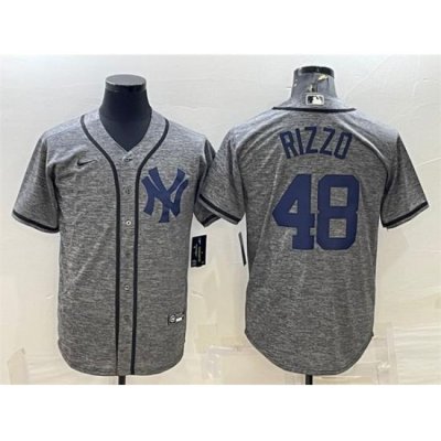 Men NeW York Yankees 48 Anthony Rizzo Grey Cool Base Stitched Jersey