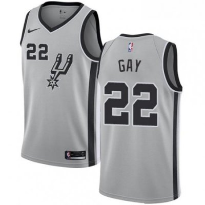 Womens Nike San Antonio Spurs 22 Rudy Gay Swingman Silver Alternate NBA Jersey Statement Edition