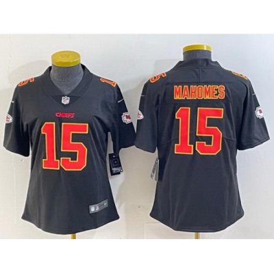 Women Kansas City Chiefs 15 Patrick Mahomes Black Vapor Untouchable Limited Stitched Football Jersey