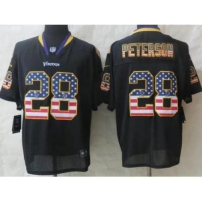 Nike Minnesota Vikings 28 Adrian Peterson Black Elite USA Flag Fashion NFL Jersey