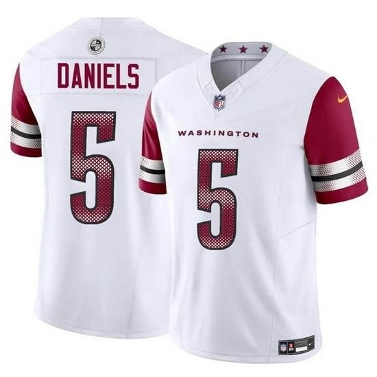 Men Washington Commanders 5 Jayden Daniels White 2024 Draft F U S E Vapor Limited Stitched Football Jersey