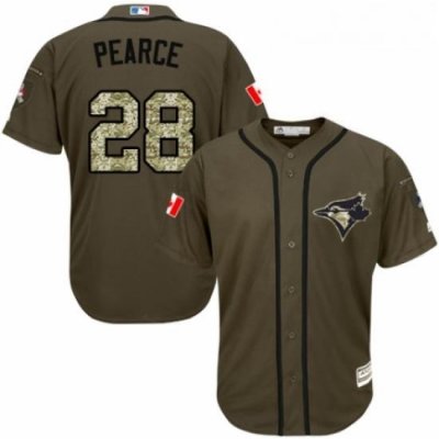 Youth Majestic Toronto Blue Jays 28 Steve Pearce Authentic Green Salute to Service MLB Jersey