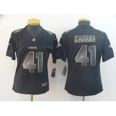 Women Nike Saints 41 Alvin Kamara Black Gold Vapor Untouchable Limited Jersey