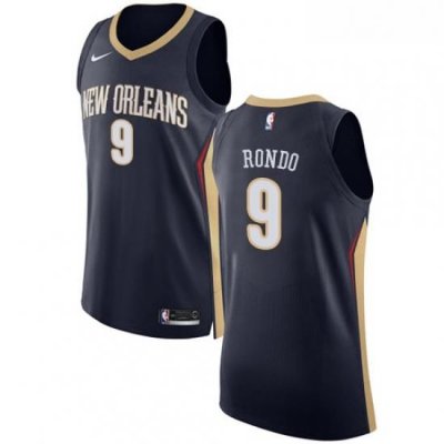 Youth Nike New Orleans Pelicans 9 Rajon Rondo Authentic Navy Blue Road NBA Jersey Icon Edition