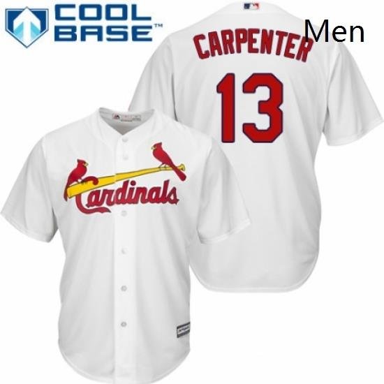 Mens Majestic St Louis Cardinals 13 Matt Carpenter Replica White Home Cool Base MLB Jersey