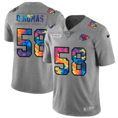 Kansas City Chiefs 58 Derrick Thomas Men Nike Multi Color 2020 NFL Crucial Catch NFL Jersey Greyheather