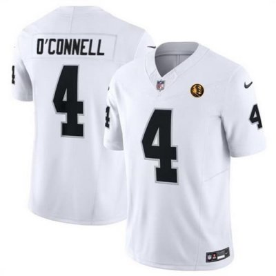 Men Las Vegas Raiders 4 Aidan O 27Connell White 2023 F U S E  With John Madden Patch Vapor Limited Stitched Football Jersey