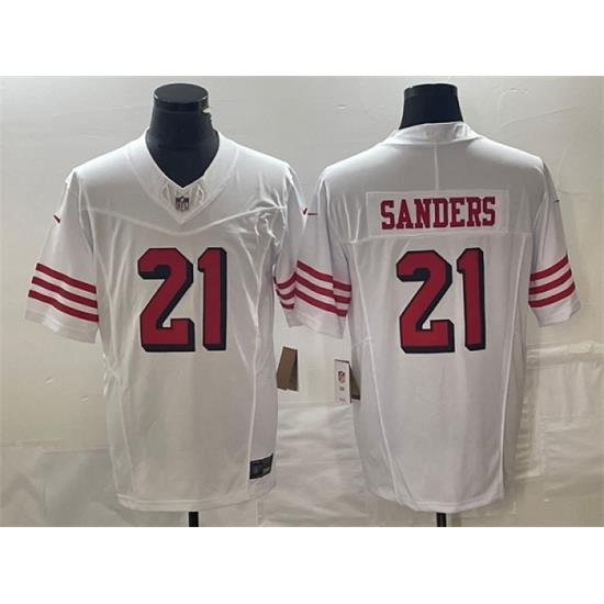 Men San Francisco 49ers 21 Deion Sanders White 2023 F U S E  Vapor Untouchable Limited Stitched Football Jersey