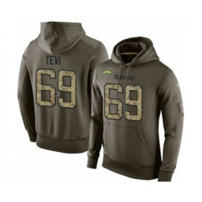 Football Los Angeles Chargers 69 Sam Tevi Green Salute To Service Mens Pullover Hoodie