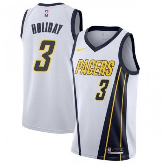 Men Nike Indiana Pacers 3 Aaron Holiday White NBA Swingman Earned Edition Jersey