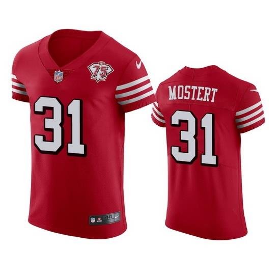 Nike San Francisco 49ers 31 Raheem Mostert Red Rush Men 75th Anniversary Stitched NFL Vapor Untouchable Elite Jersey