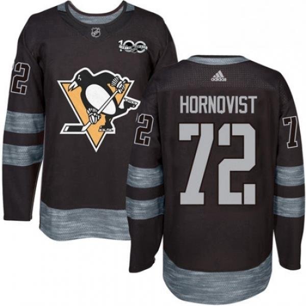 Mens Adidas Pittsburgh Penguins 72 Patric Hornqvist Authentic Black 1917 2017 100th Anniversary NHL Jersey