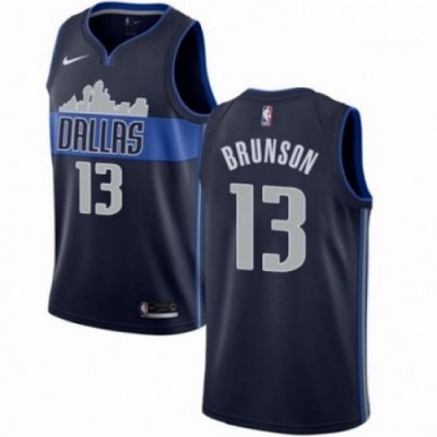 Mens Nike Dallas Mavericks 13 Jalen Brunson Authentic Navy Blue NBA Jersey Statement Edition