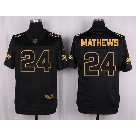 Nike Eagles #24 Ryan Mathews Black Mens Stitched NFL Elite Pro Line Gold Collection Jersey