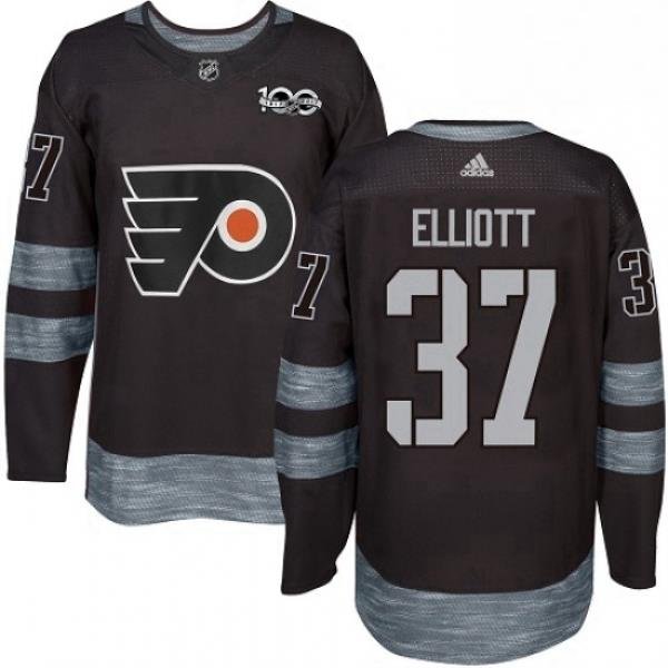 Mens Adidas Philadelphia Flyers 37 Brian Elliott Premier Black 1917 2017 100th Anniversary NHL Jersey