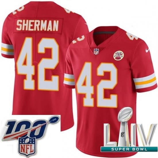 2020 Super Bowl LIV Men Nike Kansas City Chiefs #42 Anthony Sherman Red Team Color Vapor Untouchable Limited Player NFL Jersey