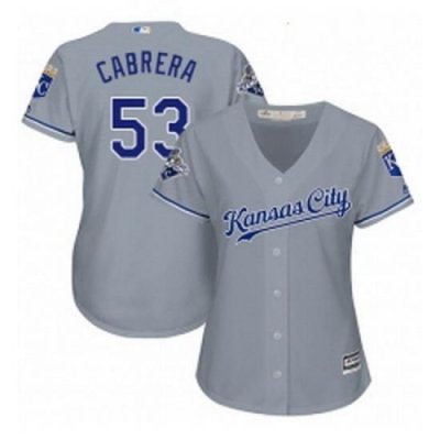 Womens Majestic Kansas City Royals 53 Melky Cabrera Replica Grey Road Cool Base MLB Jersey