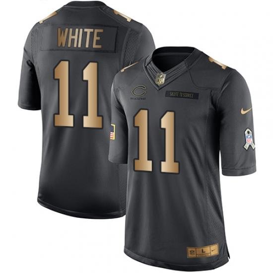 Nike Bears #11 Kevin White Black Mens Stitched NFL Limited Gold Salute To Service Jersey