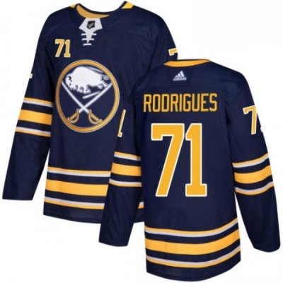 Mens Adidas Buffalo Sabres 71 Evan Rodrigues Authentic Navy Blue Home NHL Jersey