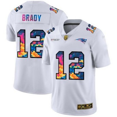 New England Patriots 12 Tom Brady Men White Nike Multi Color 2020 NFL Crucial Catch Limited NFL Jersey