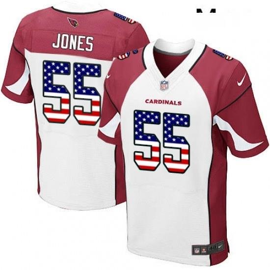 Men Nike Arizona Cardinals 55 Chandler Jones Elite White Road USA Flag Fashion NFL Jersey