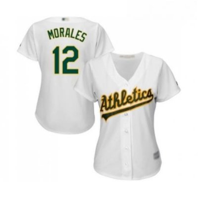 Womens Oakland Athletics 12 Kendrys Morales Replica White Home Cool Base Baseball Jersey