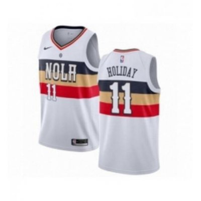 Womens Nike New Orleans Pelicans 11 Jrue Holiday White Swingman Jersey Earned Edition