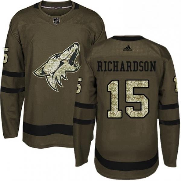 Youth Adidas Arizona Coyotes 15 Brad Richardson Premier Green Salute to Service NHL Jersey