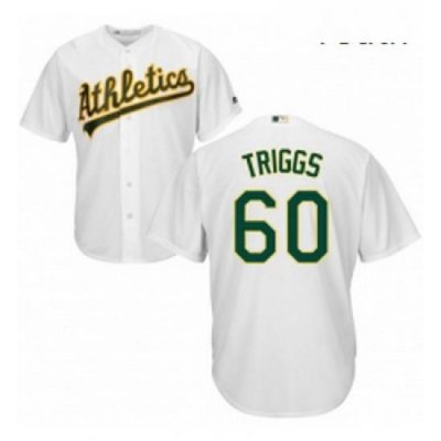 Youth Majestic Oakland Athletics 60 Andrew Triggs Authentic White Home Cool Base MLB Jersey