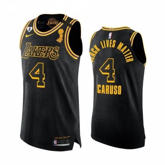 Los Angeles Lakers 2020 NBA Finals Champions Alex Caruso Black Mamba Authentic Jersey BLM